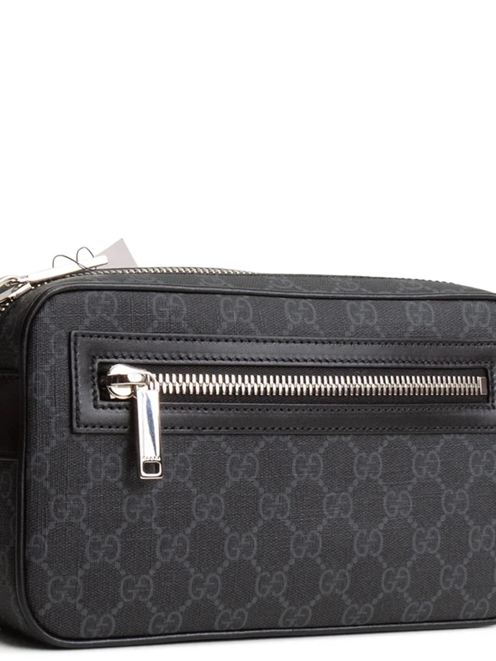 Gucci Black GG Supreme Belt Bag with Navy-Red Web Strap